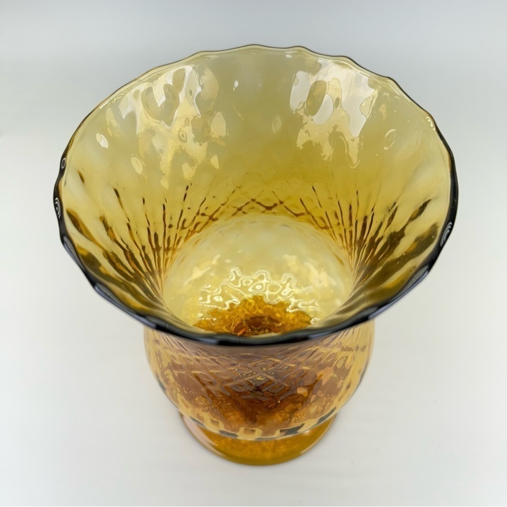 Vintage Empoli Amber Optic Glass Vase - Picture 3 of 9